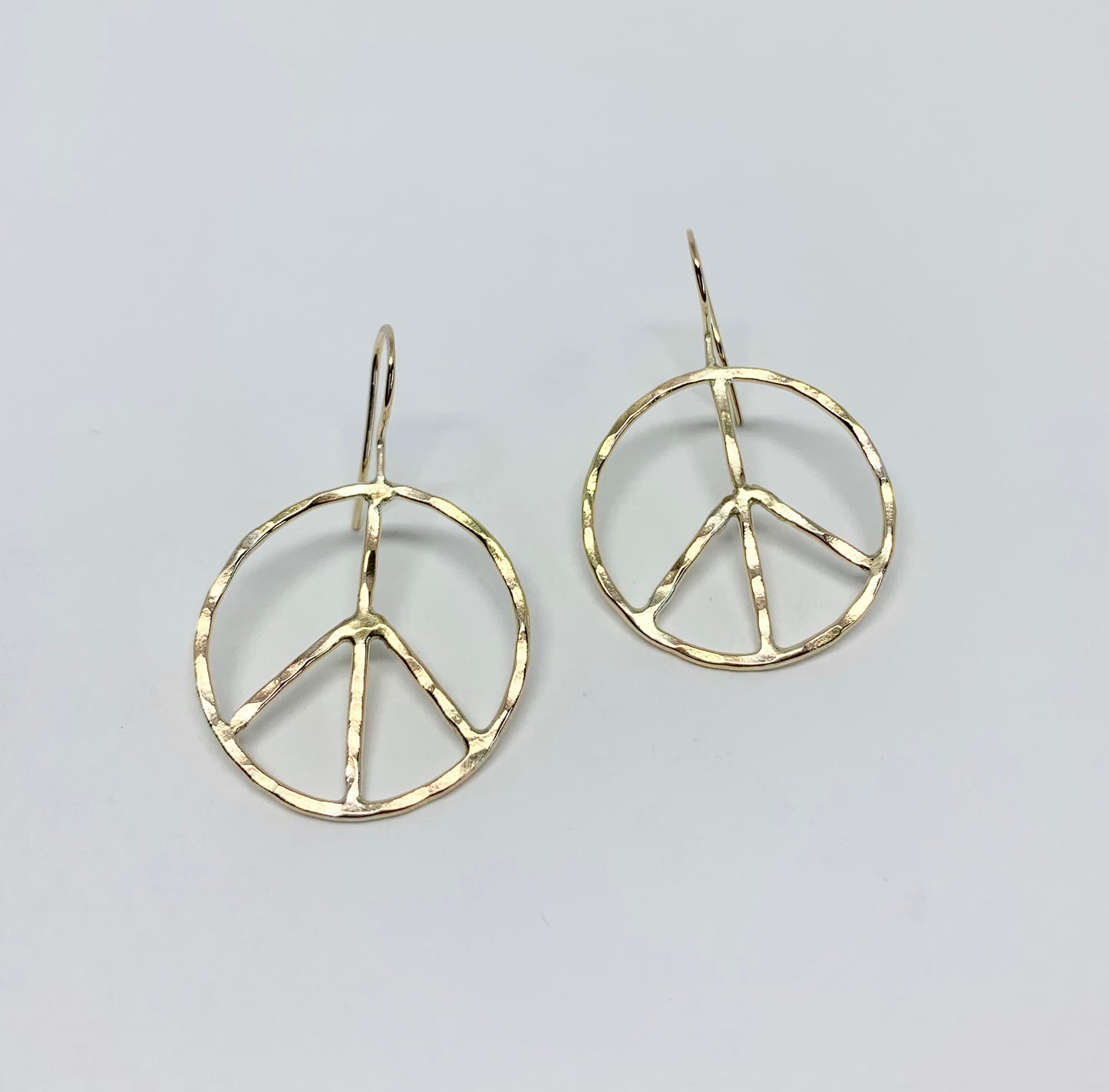 Rustic Peace Sign Earrings - Let There Be Peace Earrings - Small - Jennifer Cervelli Jewelry