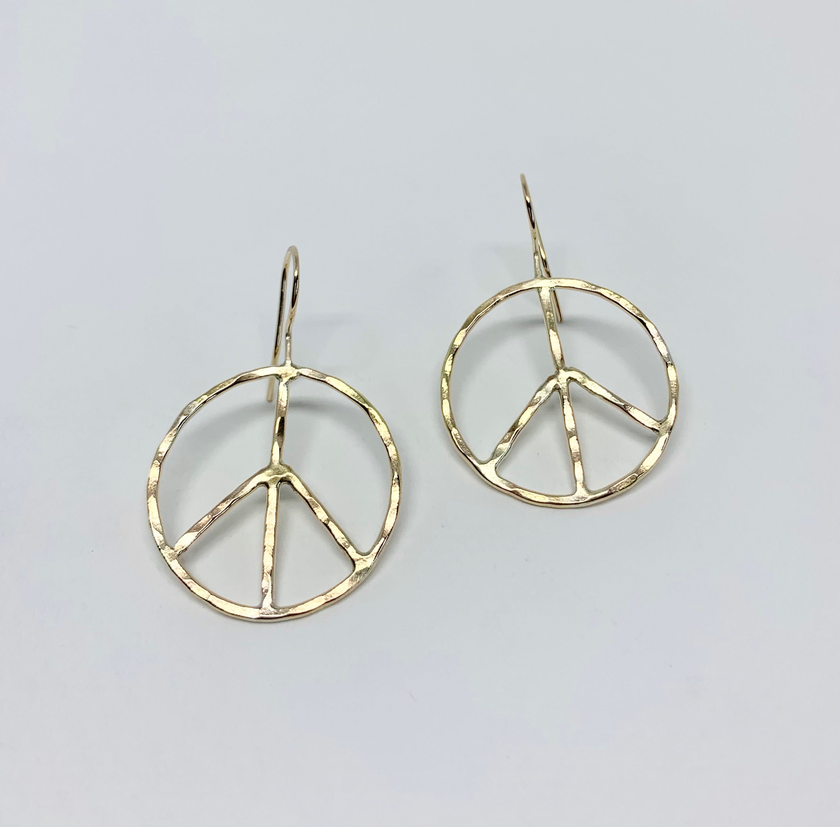 Rustic Peace Sign Earrings - Let There Be Peace Earrings - Small - Jennifer Cervelli Jewelry