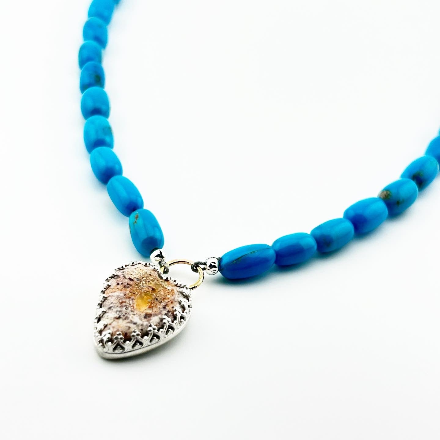 Fire Opal Heart Necklace #311 - Jennifer Cervelli Jewelry