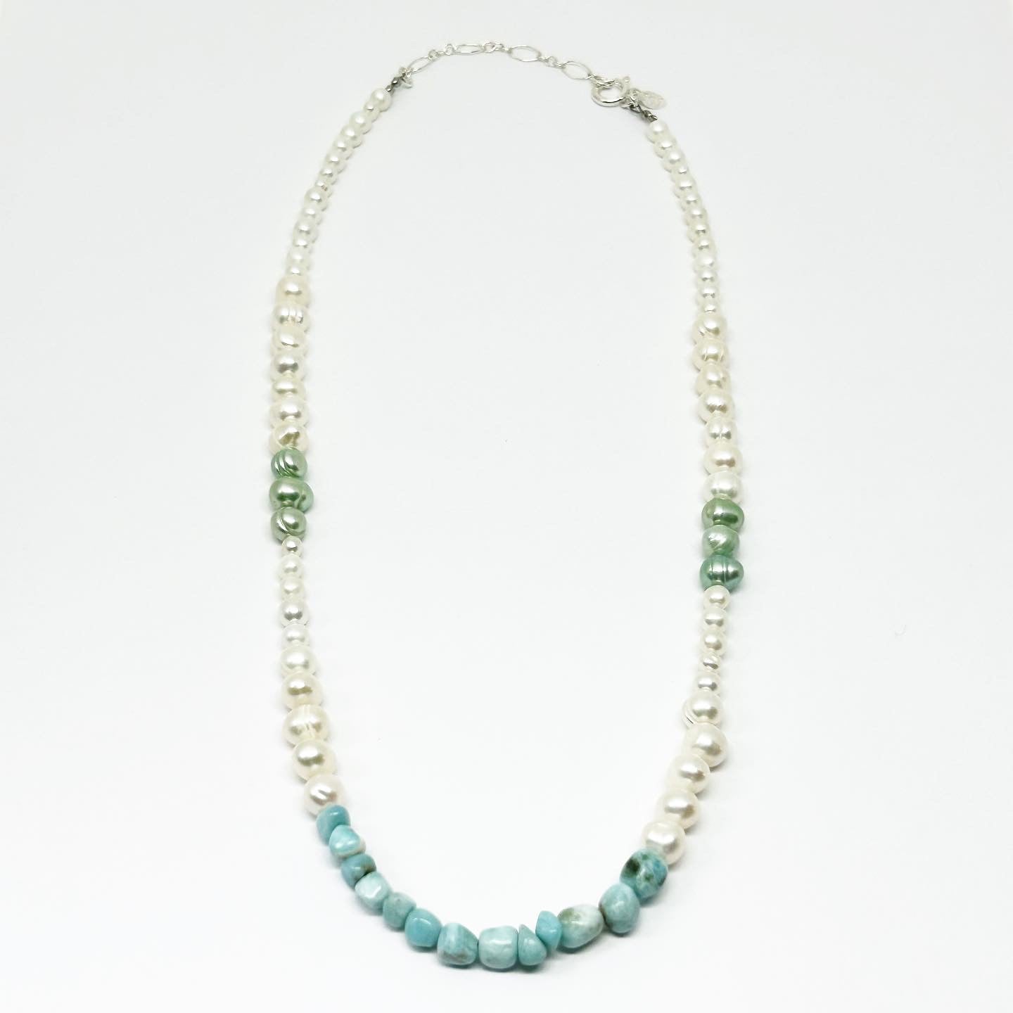 Larimar and Pearls Necklace #101 - Jennifer Cervelli Jewelry