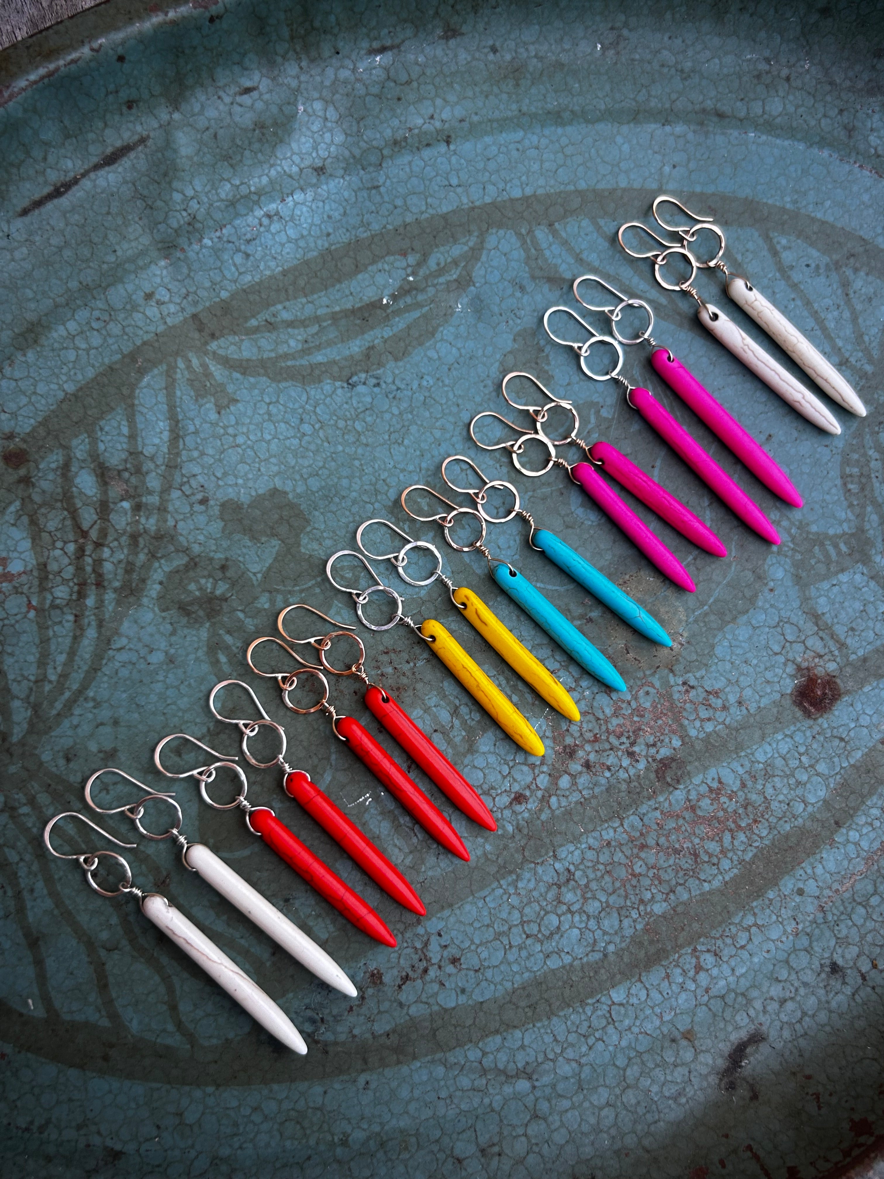 Howlite Drop Earrings - TS Orange - Jennifer Cervelli Jewelry