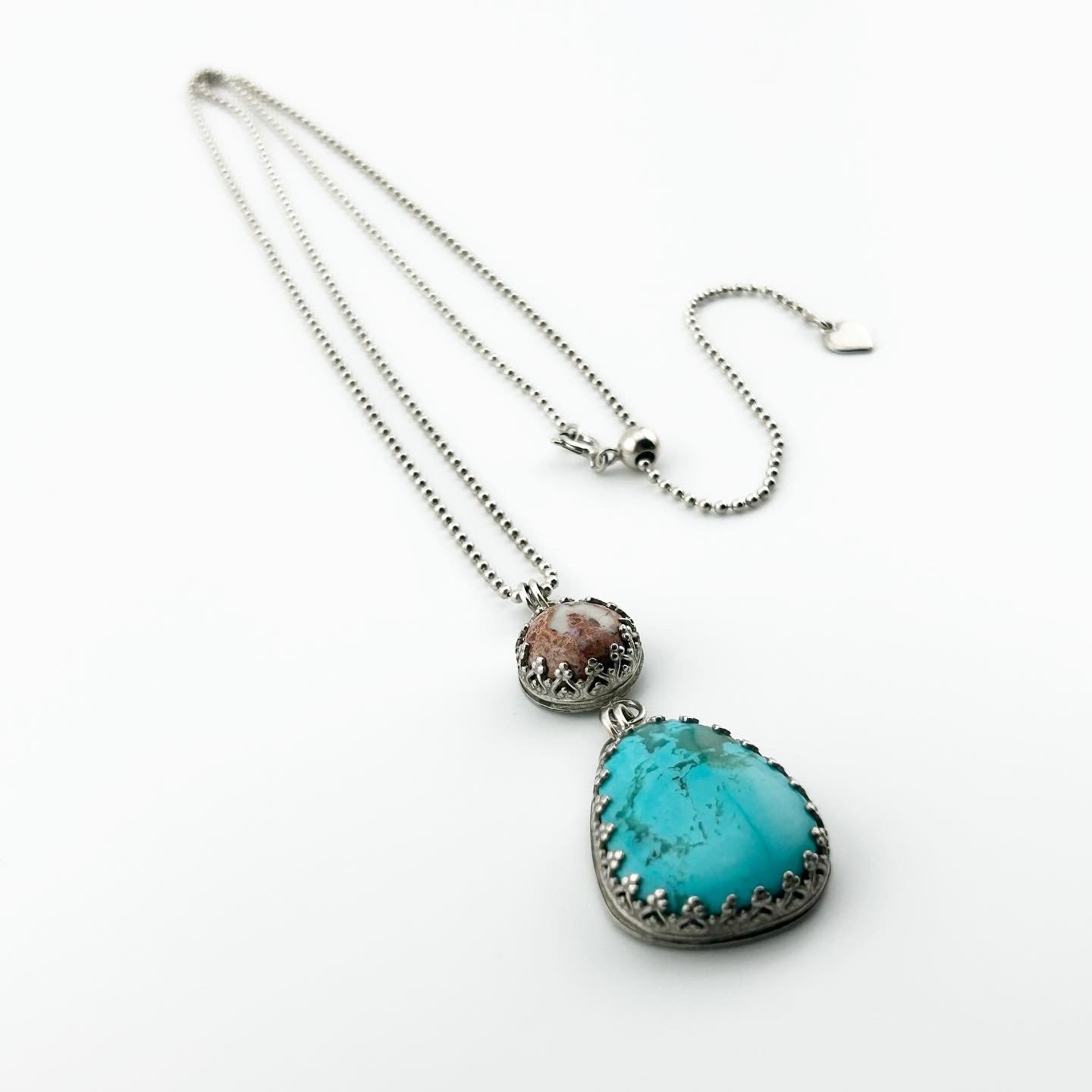 Turquoise & Fire Opal Necklace #312 - Jennifer Cervelli Jewelry