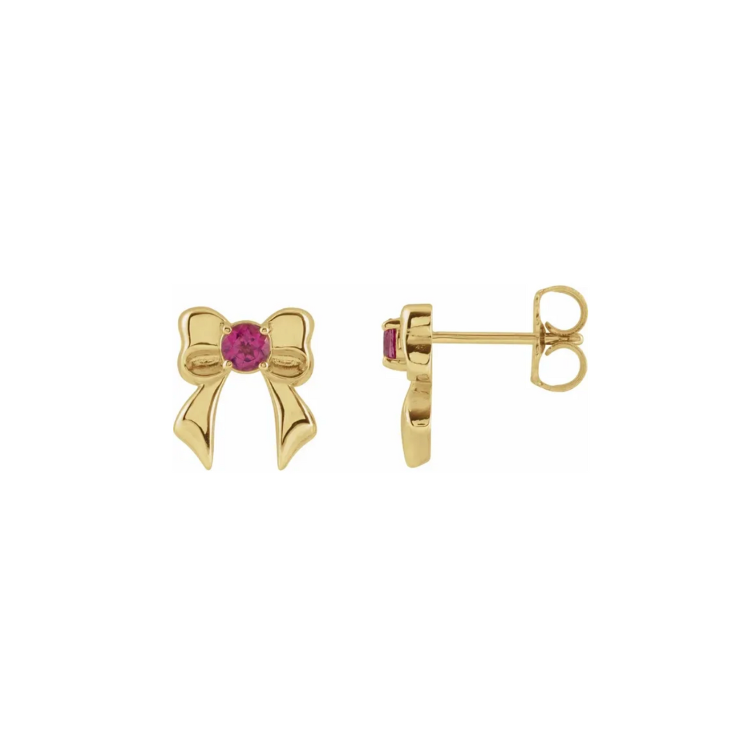 Pink Tourmaline Bow Stud Earrings - Jennifer Cervelli Jewelry