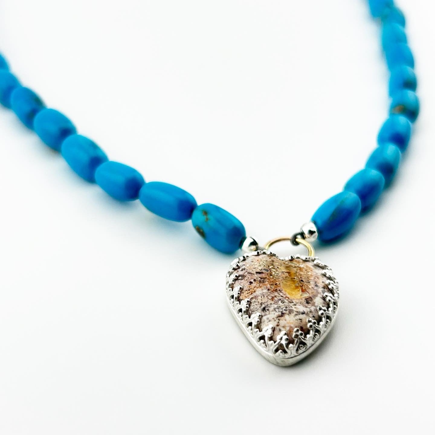 Fire Opal Heart Necklace #311 - Jennifer Cervelli Jewelry