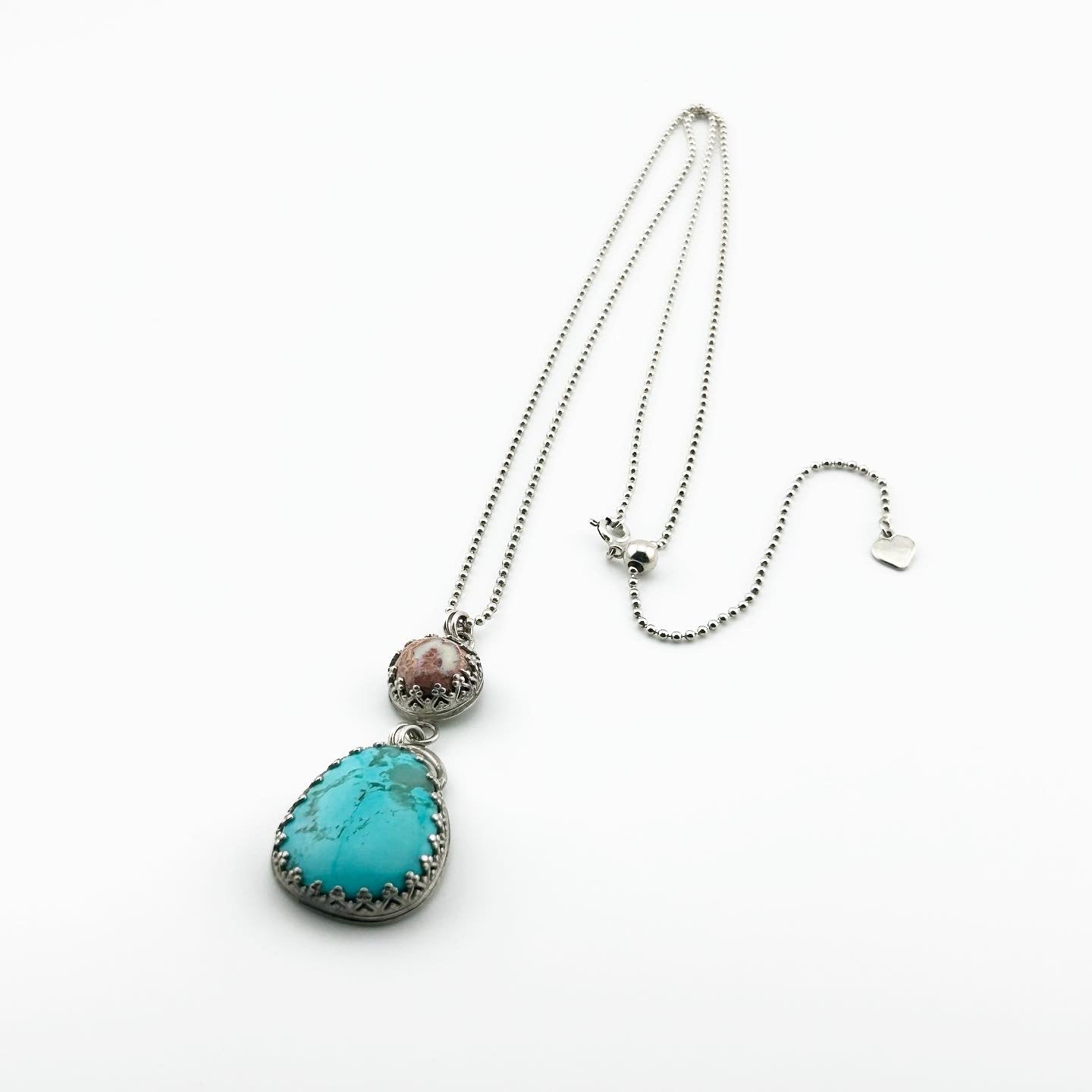 Turquoise & Fire Opal Necklace #312 - Jennifer Cervelli Jewelry