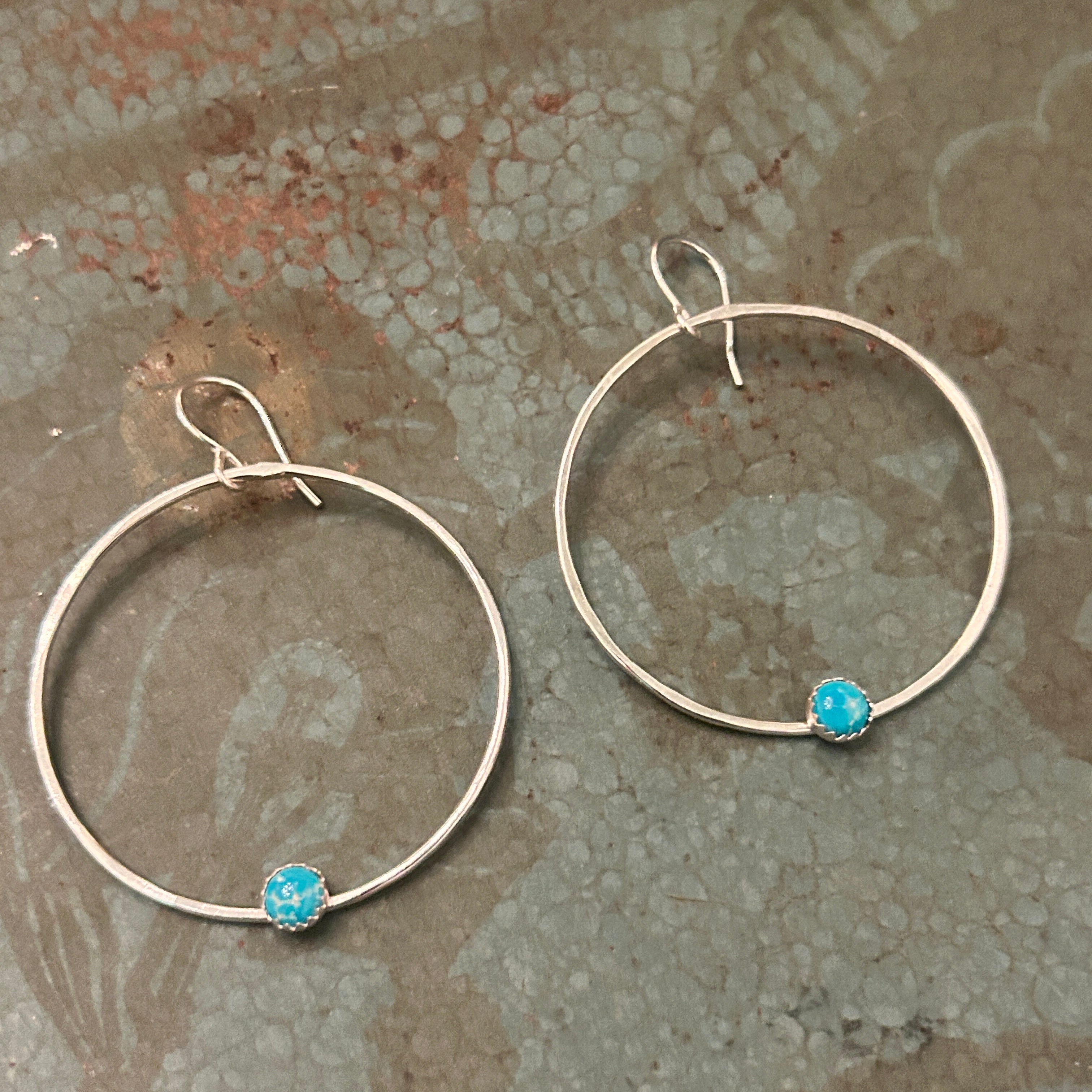 Solstice Hoops – Large - Turquoise - Jennifer Cervelli Jewelry
