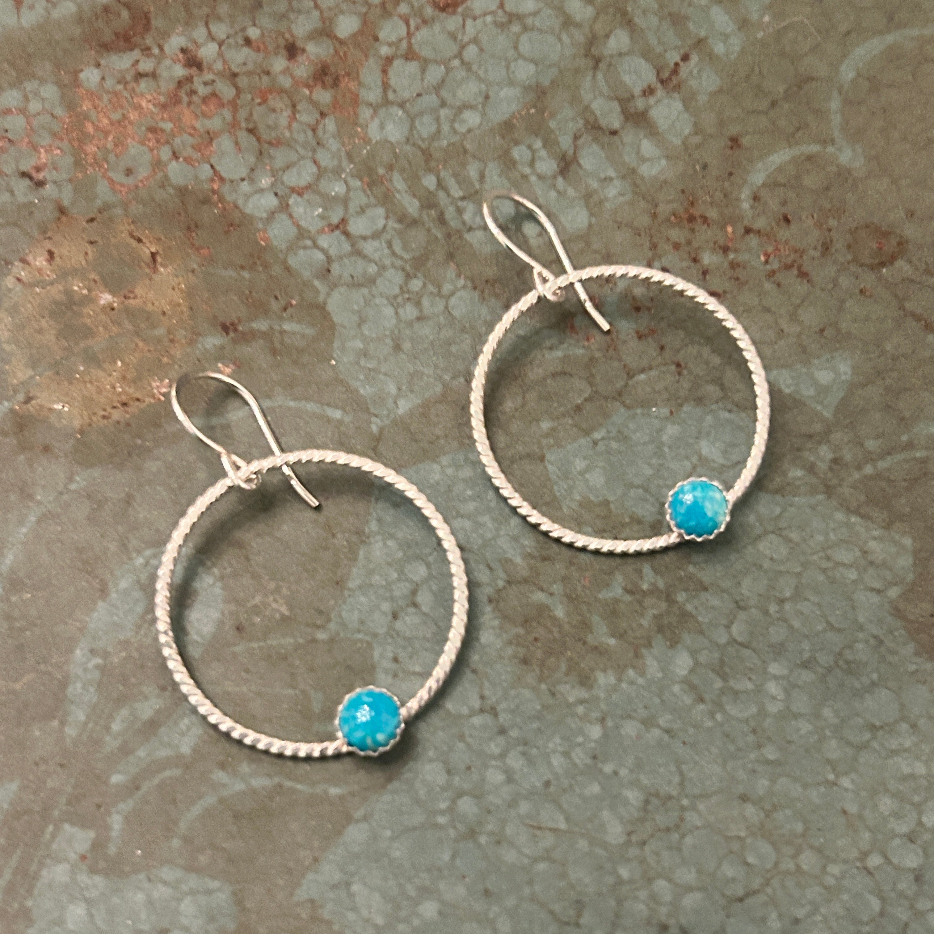Solstice Hoops – Small - Turquoise - Jennifer Cervelli Jewelry
