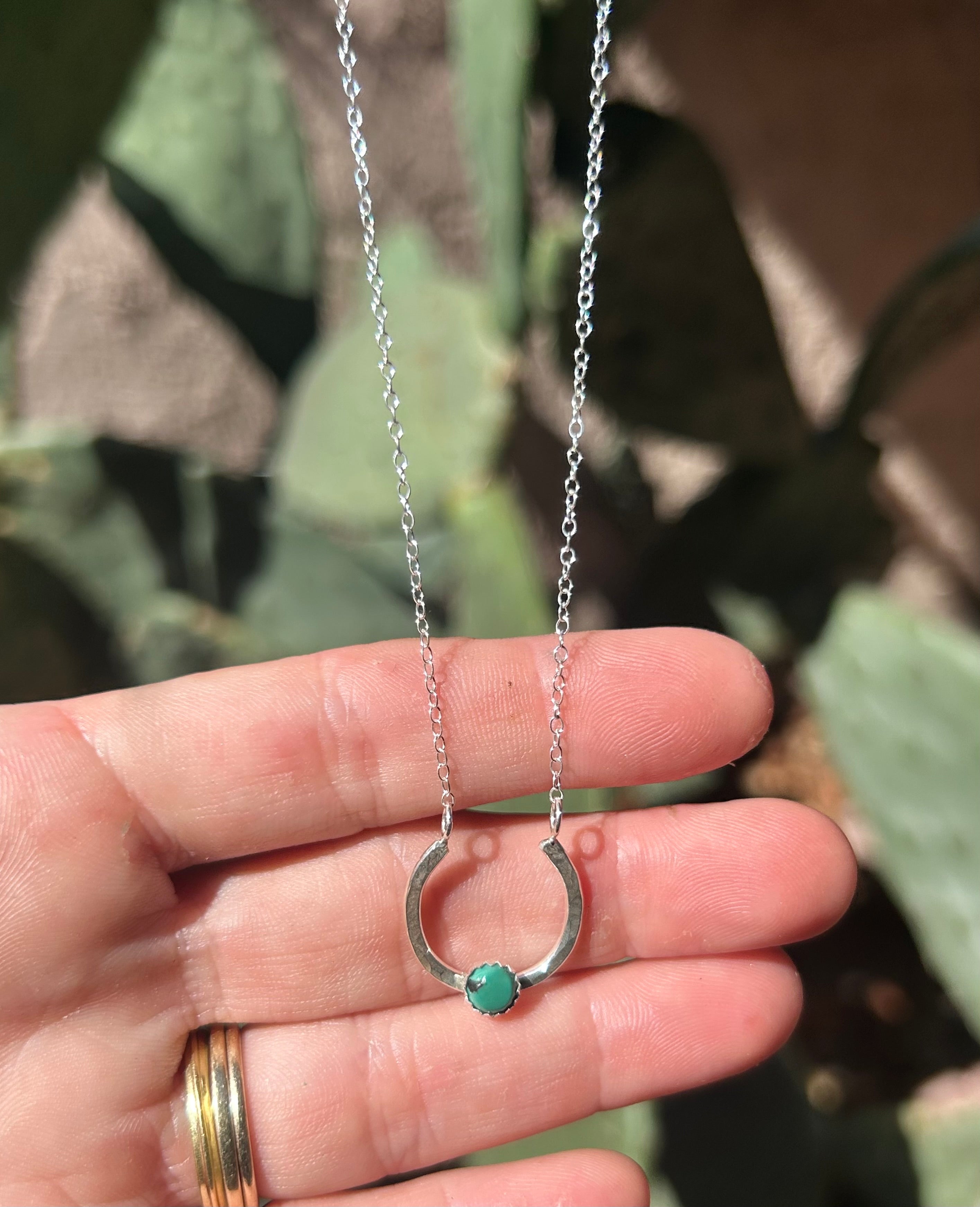 Lucky Horseshoe Charm Necklace - Turquoise - Jennifer Cervelli Jewelry