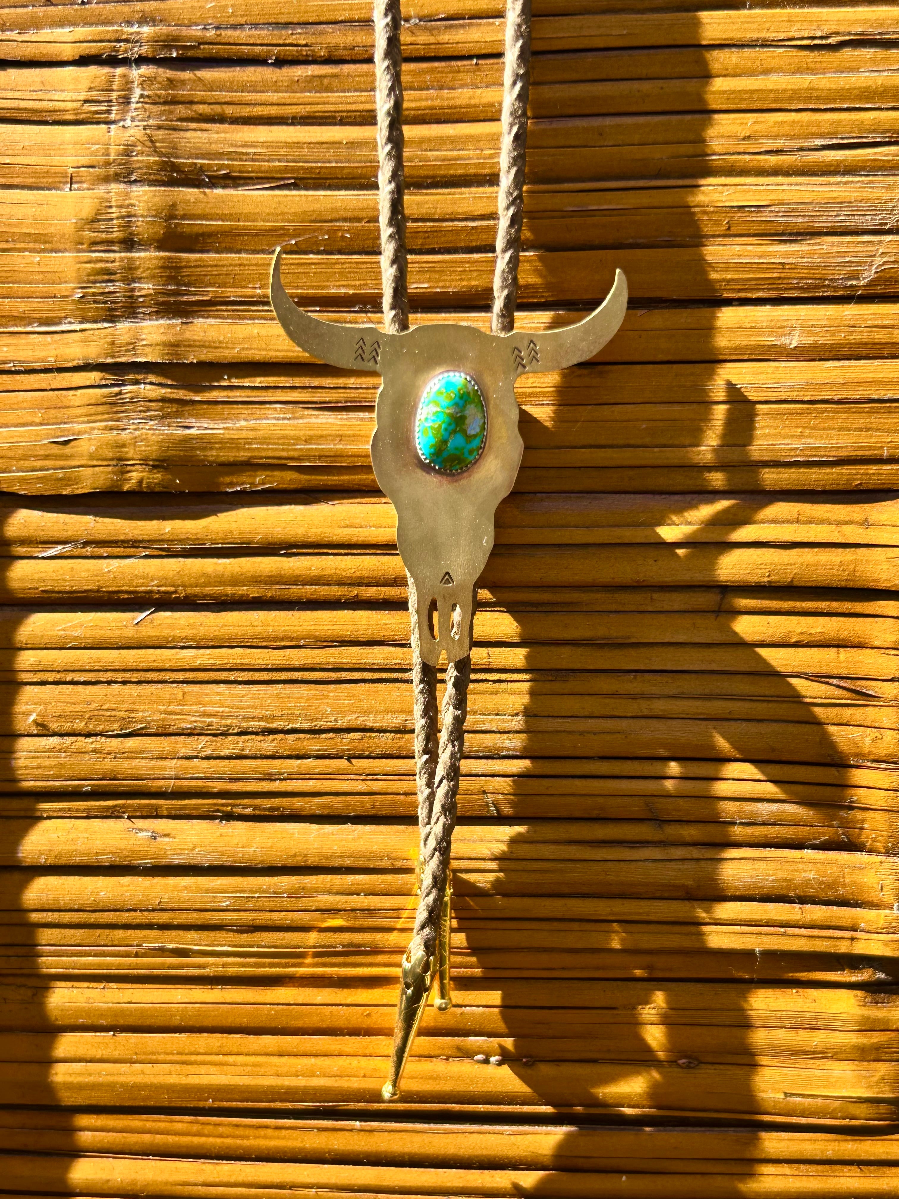 One of a Kind Sonoran Gold Turquoise Bolo Tie #113 - Jennifer Cervelli Jewelry