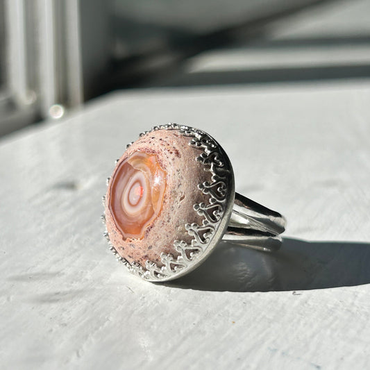 Fire Opal Full Moon Ring #100 - Jennifer Cervelli Jewelry
