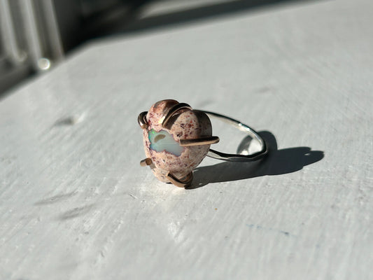 Fire Opal Heart Ring #130 - Jennifer Cervelli Jewelry