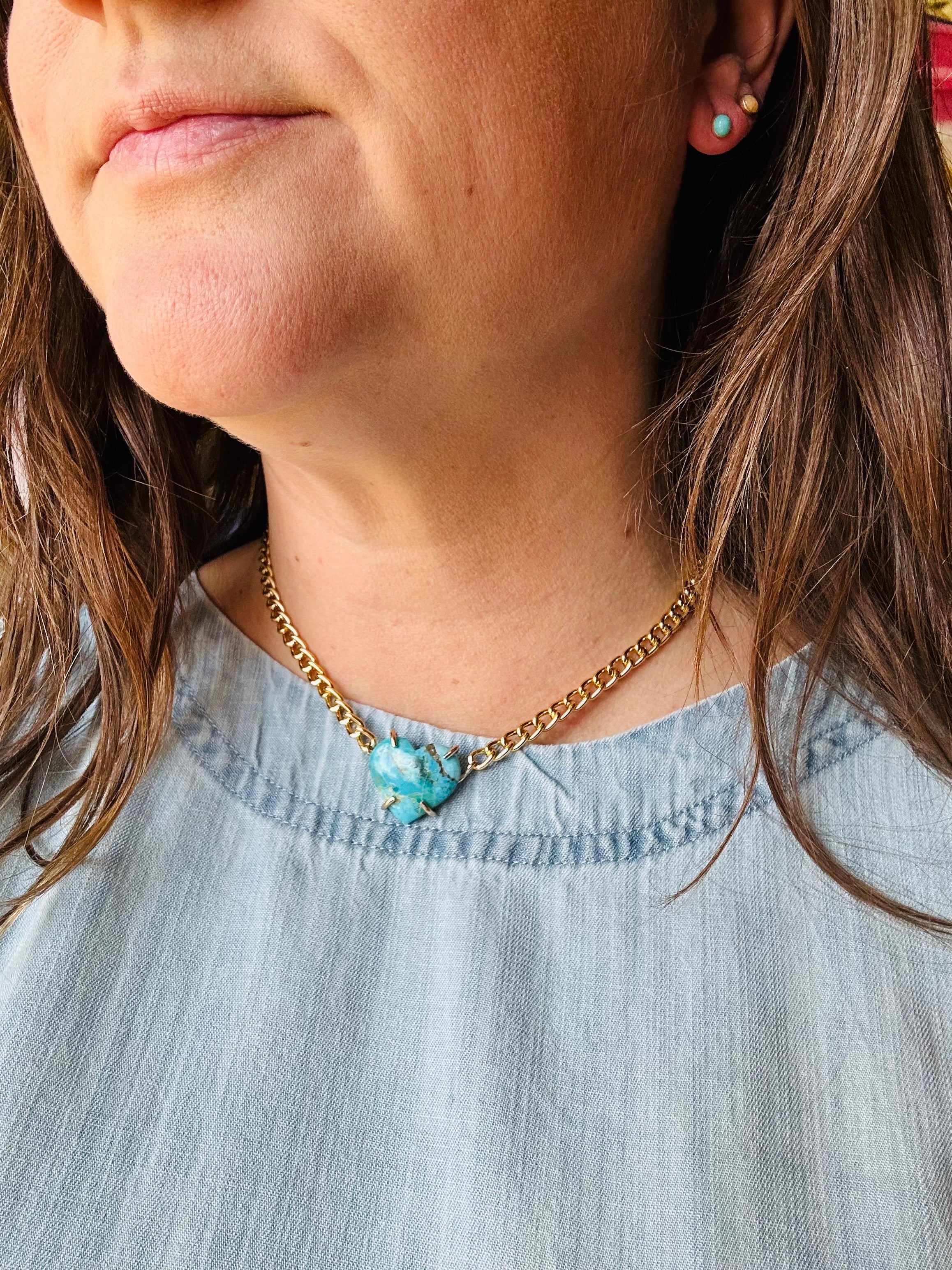 Solstice Necklace – Turquoise Heart Choker - Jennifer Cervelli Jewelry