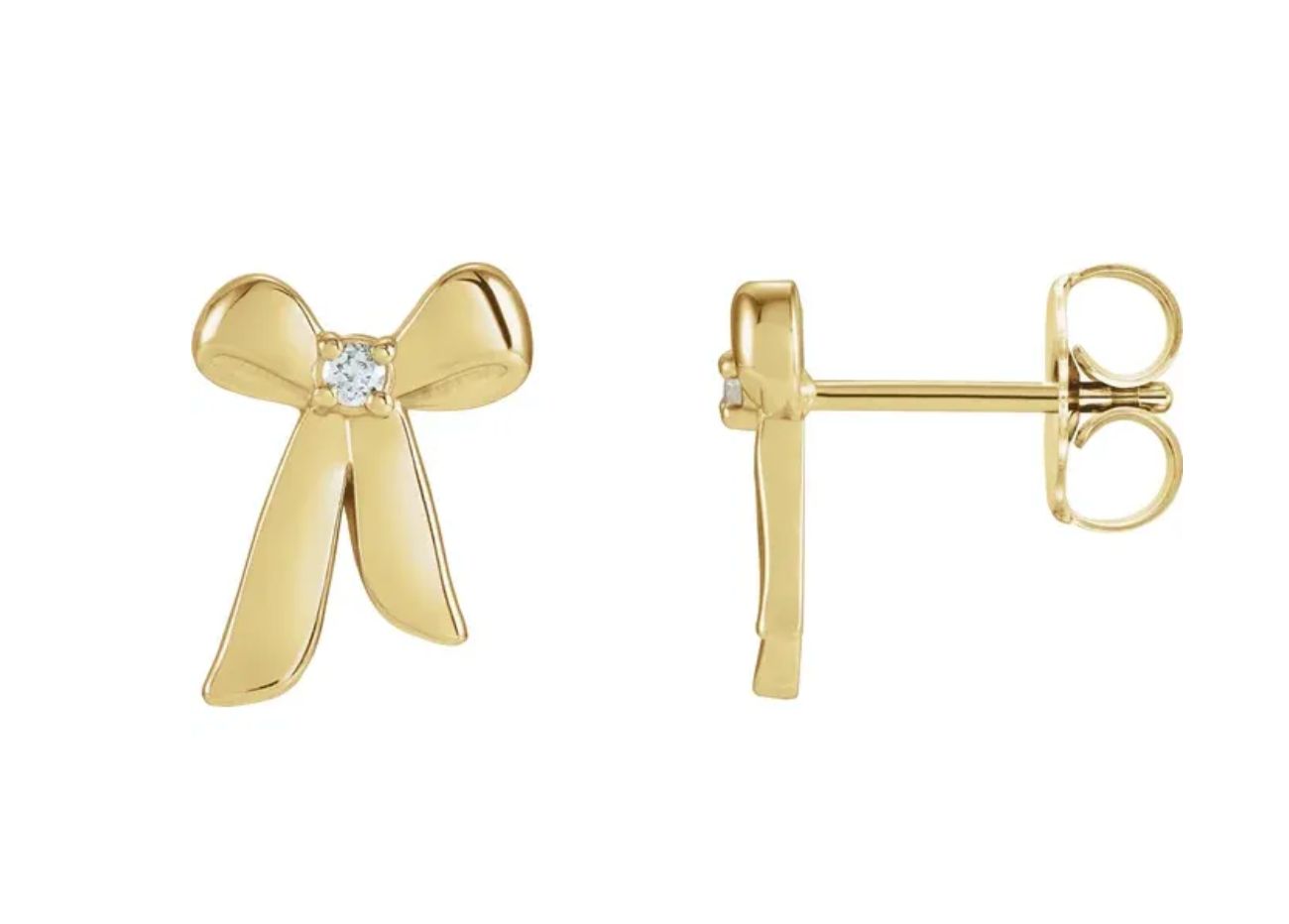 Diamond Bow Stud Earrings - Jennifer Cervelli Jewelry