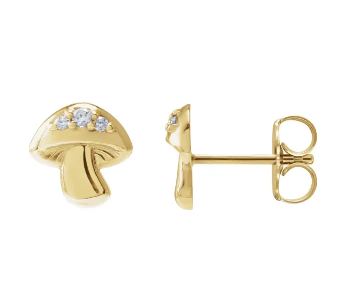 Mushroom Diamond Stud Earrings - Jennifer Cervelli Jewelry