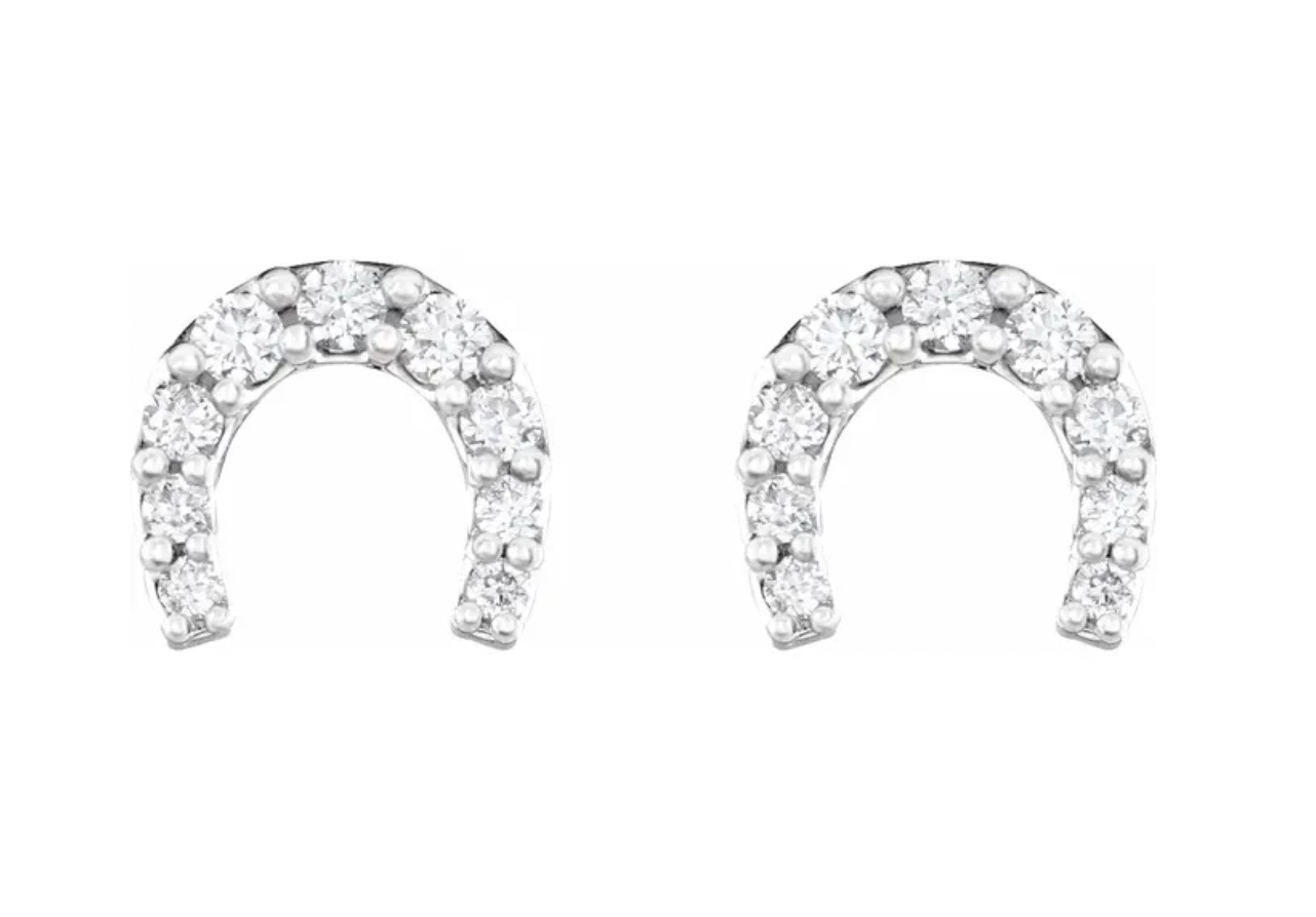 Diamond Horseshoe Stud Earrings - Jennifer Cervelli Jewelry