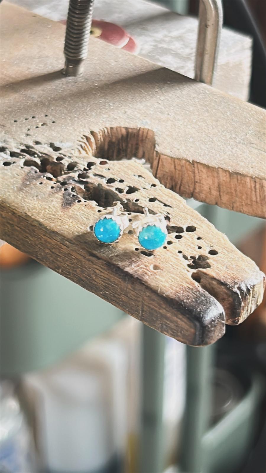 Orbit Studs - Blue Ridge Turquoise Stud Earrings - Jennifer Cervelli Jewelry