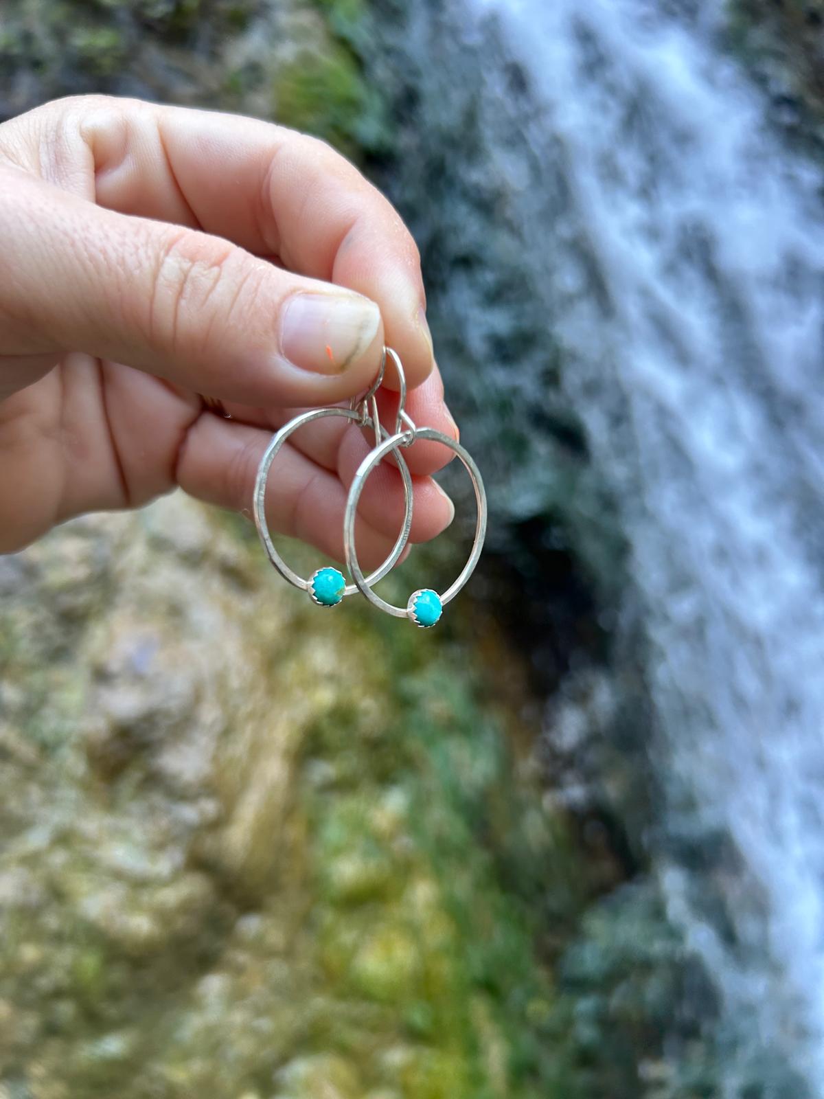 Small Solstice Hoops – Blue Ridge Turquoise - Jennifer Cervelli Jewelry