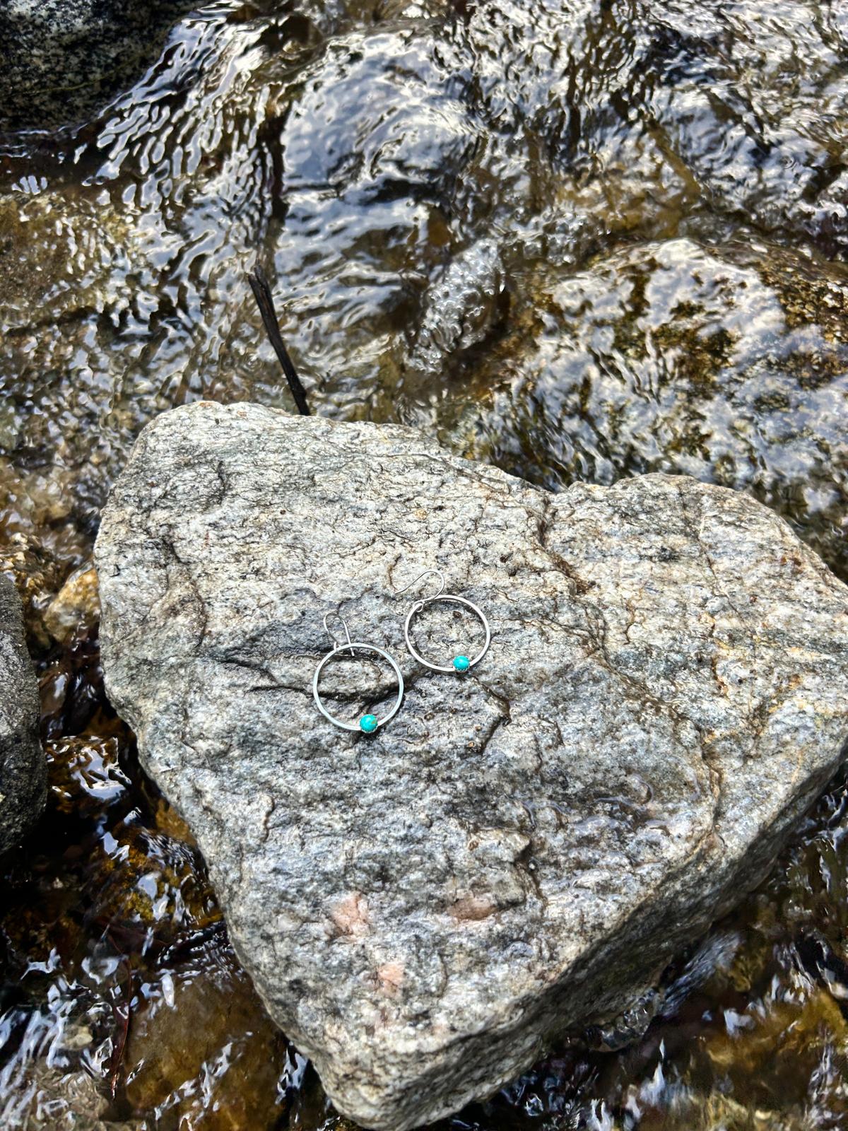 Small Solstice Hoops – Blue Ridge Turquoise - Jennifer Cervelli Jewelry