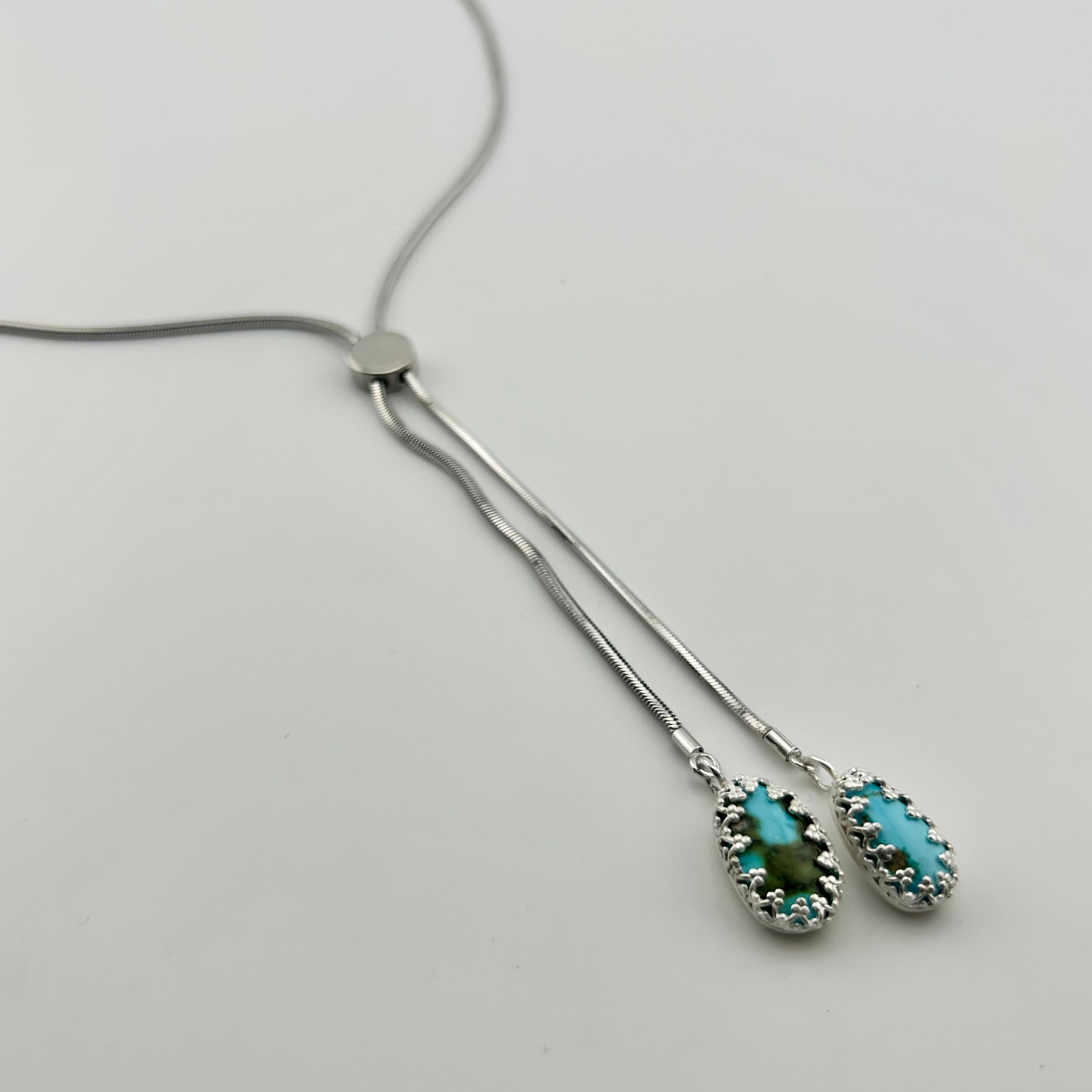 Snake Chain Turquoise Bolo Necklace #103 - Jennifer Cervelli Jewelry