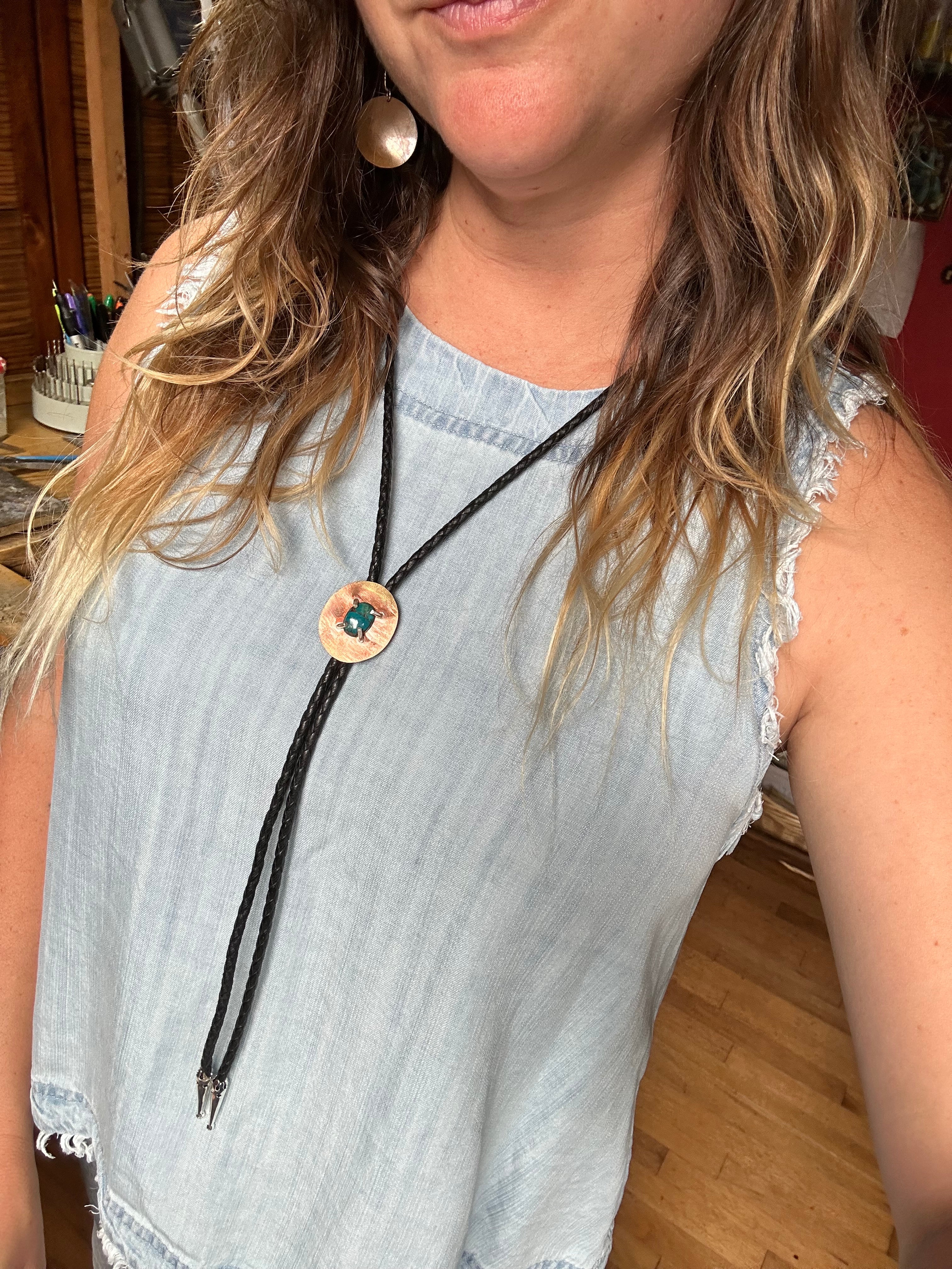 One of a Kind Turquoise Bolo Tie #107 - Jennifer Cervelli Jewelry