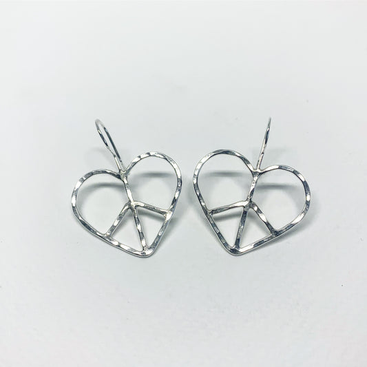 Heart Shaped Peace Sign Earrings - Small - Jennifer Cervelli Jewelry
