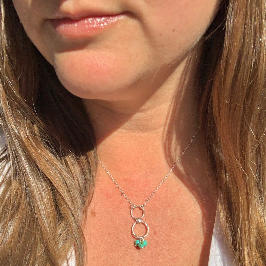 Mini Turquoise Infinity Double Drop Necklace - Jennifer Cervelli Jewelry