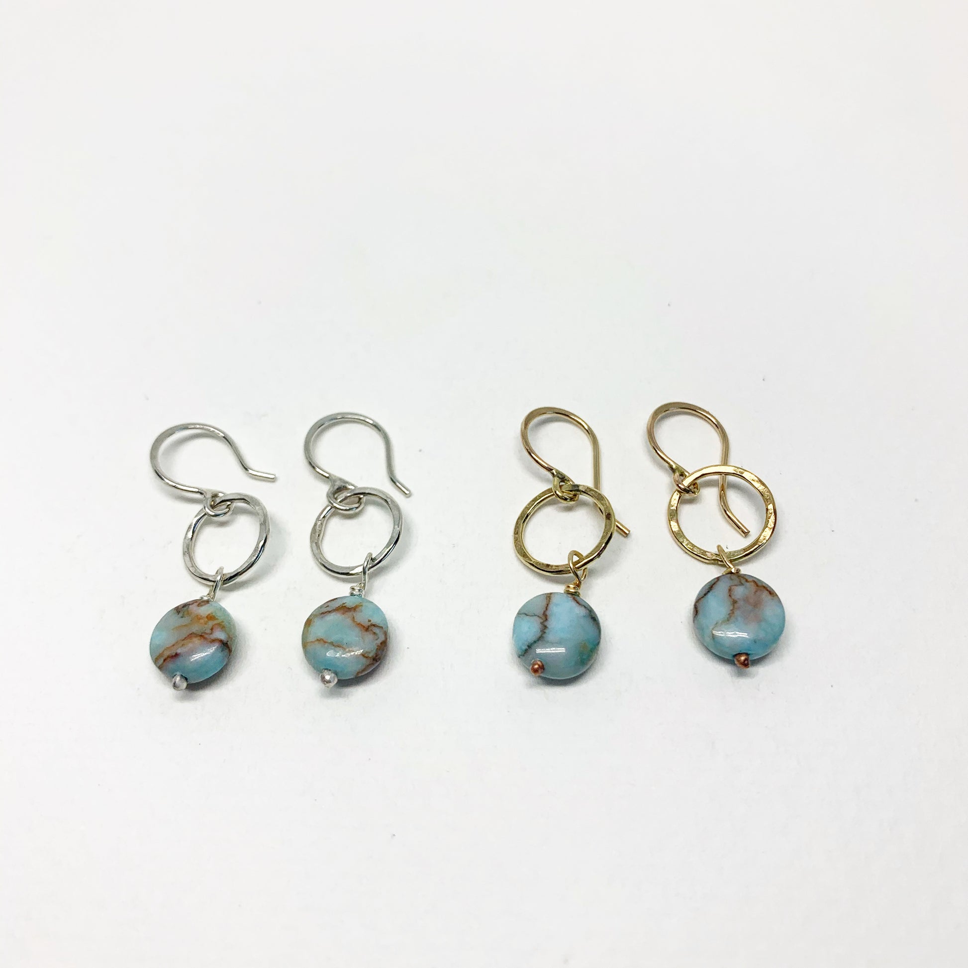 Turquoise Disc Drop Earrings - Jennifer Cervelli Jewelry