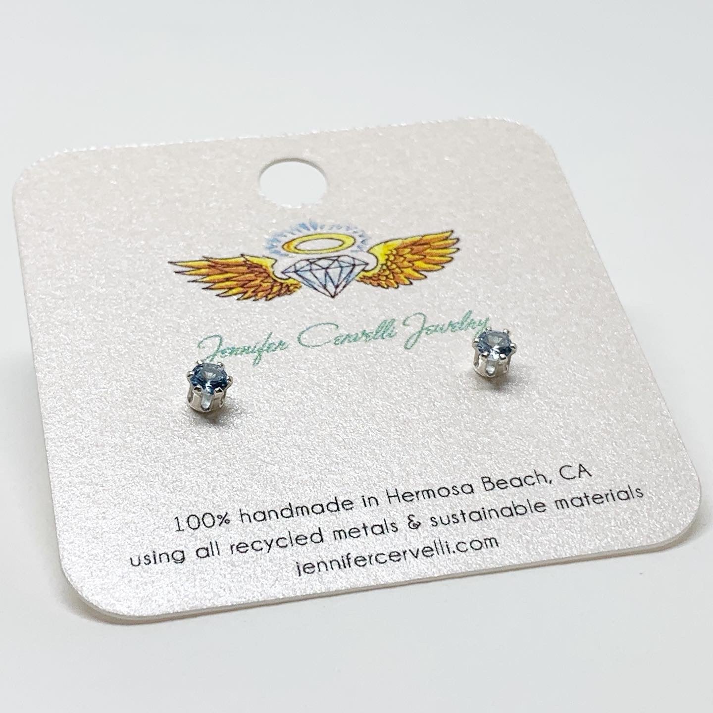 Blue Zircon Birthstone Earrings - December Birthstone - Jennifer Cervelli Jewelry