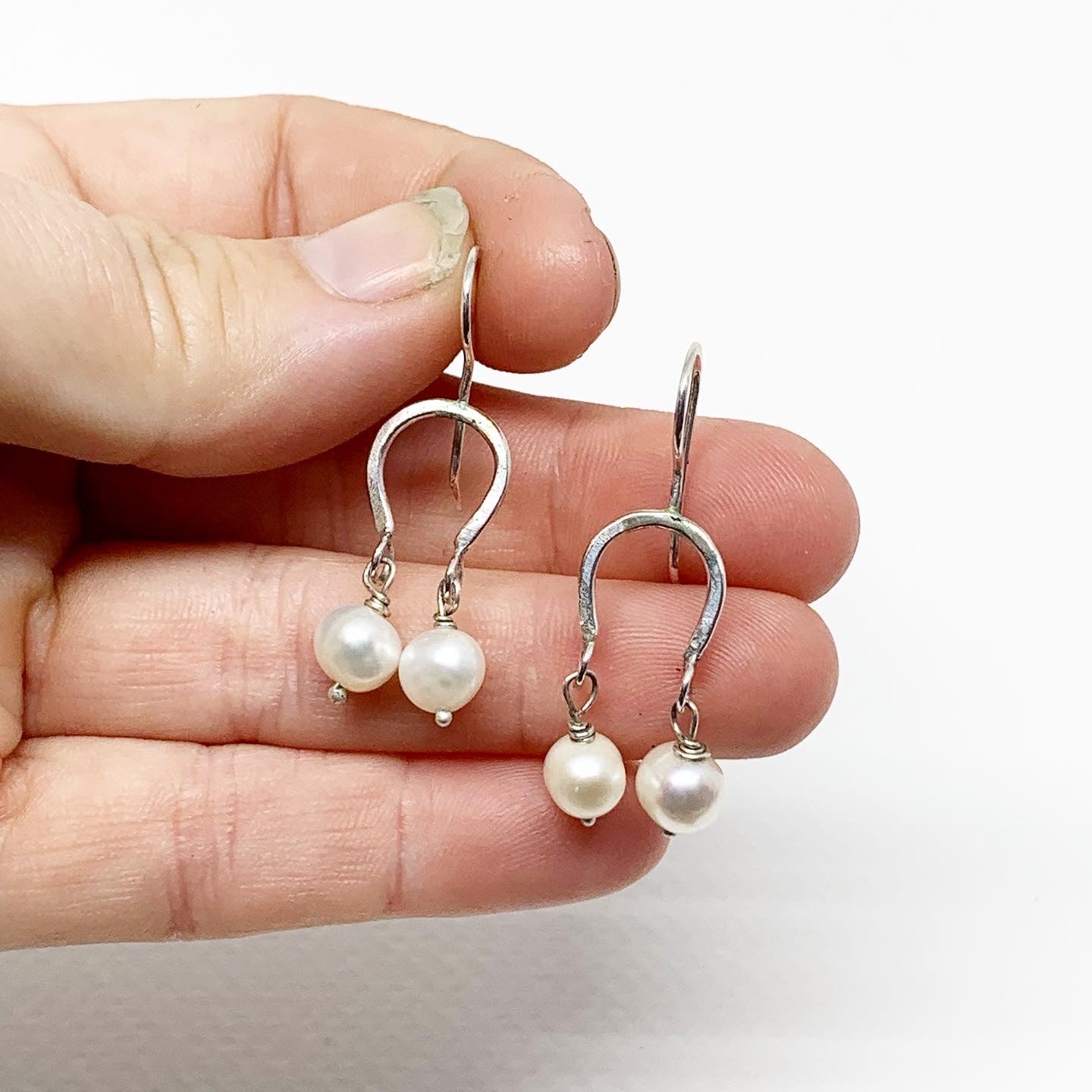 Lucky Horseshoe Pearl Drop Earrings - Jennifer Cervelli Jewelry