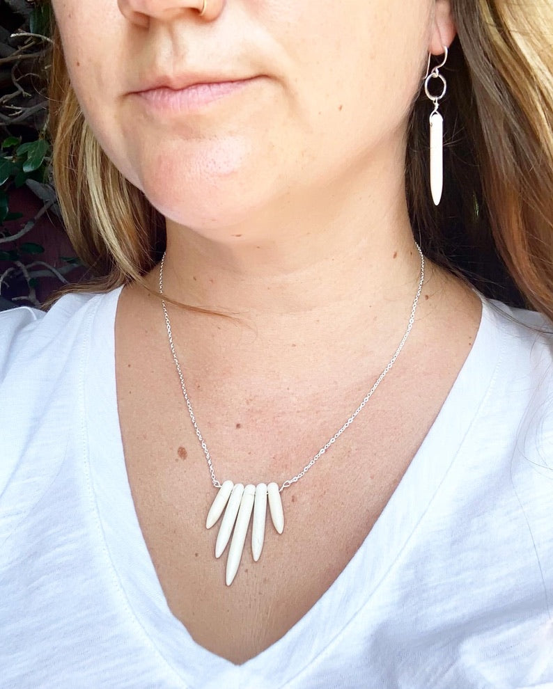 Cream Howlite Spike Necklace - Jennifer Cervelli Jewelry
