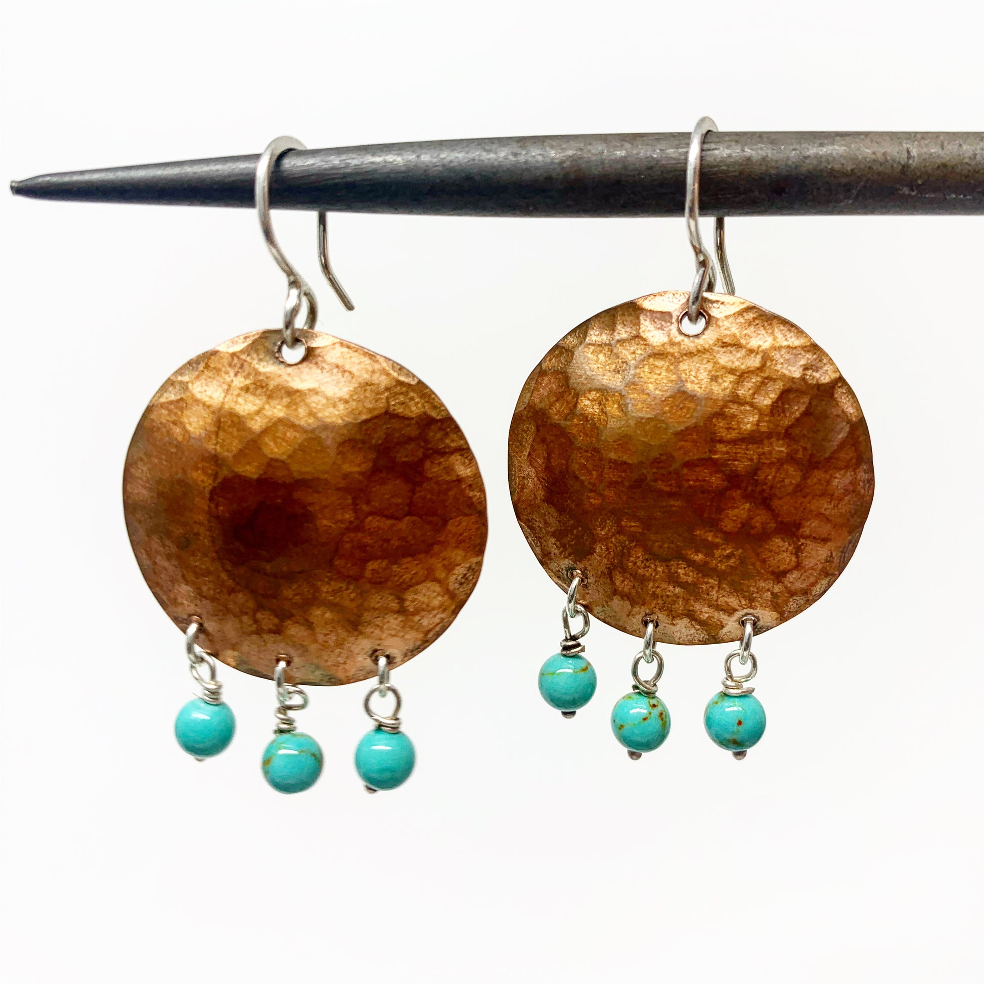 Full Moon Earrings with Turquoise Drops - Jennifer Cervelli Jewelry