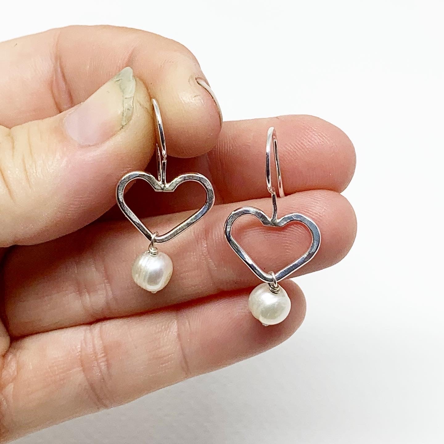 Heart and Pearl Dangle Earrings - Jennifer Cervelli Jewelry