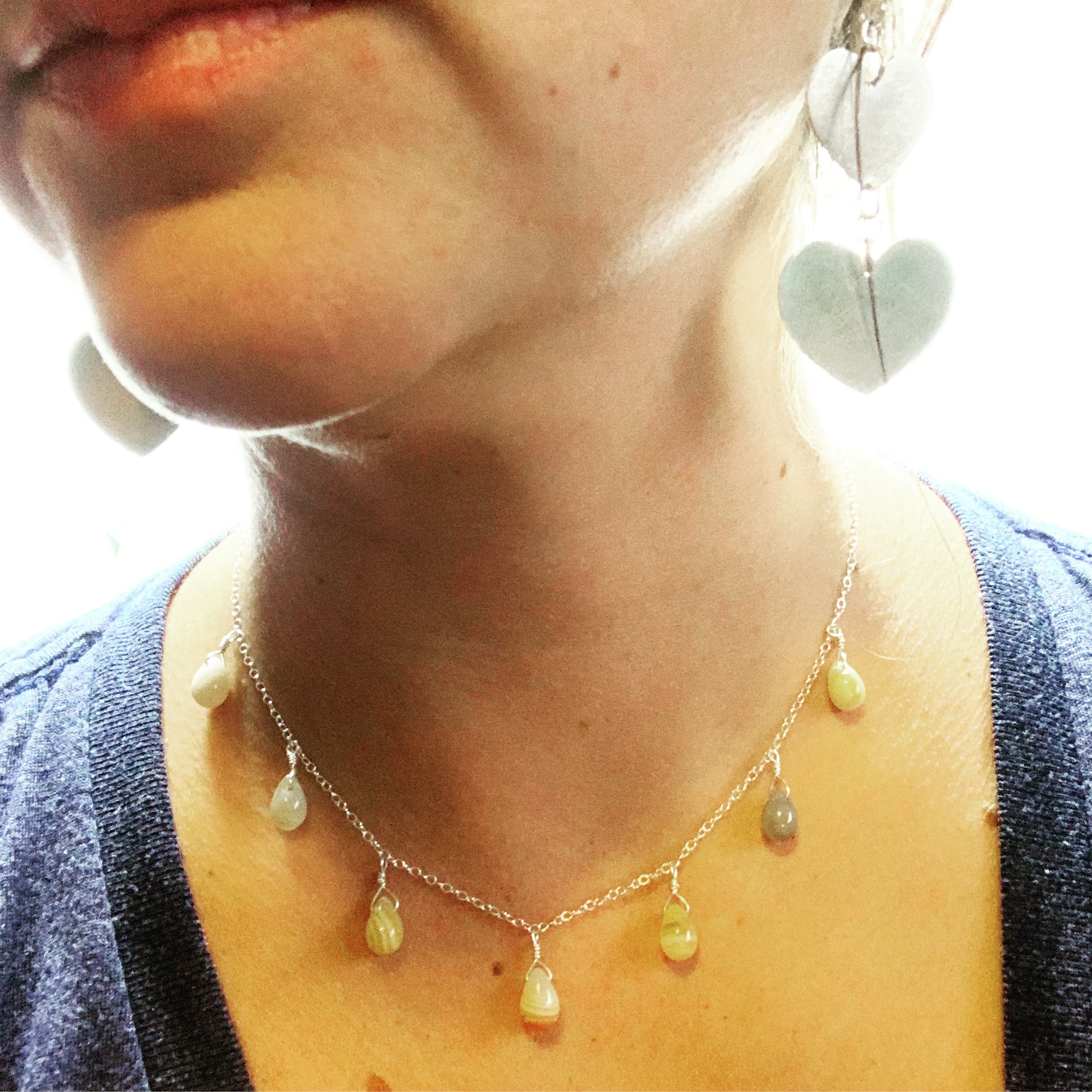 Botswana Agate Teardrop Necklace - Jennifer Cervelli Jewelry