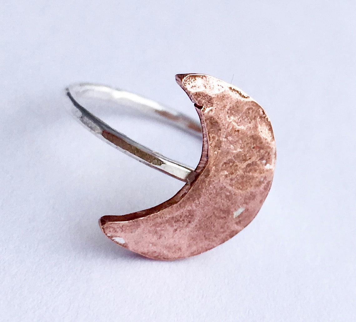 Copper Crescent Moon Ring