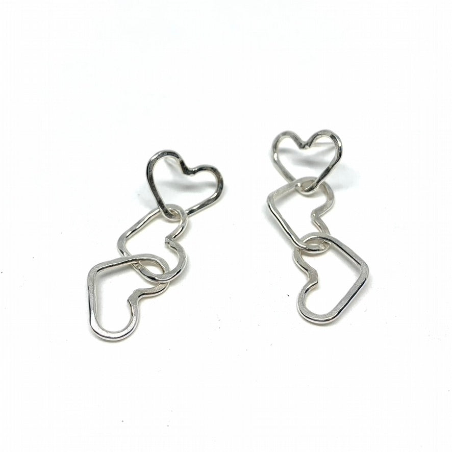 Triple Heart Dangle Earrings - Jennifer Cervelli Jewelry