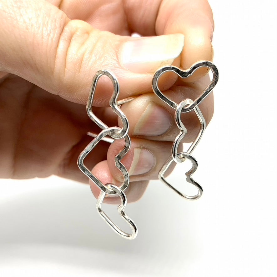 Triple Heart Dangle Earrings - Jennifer Cervelli Jewelry