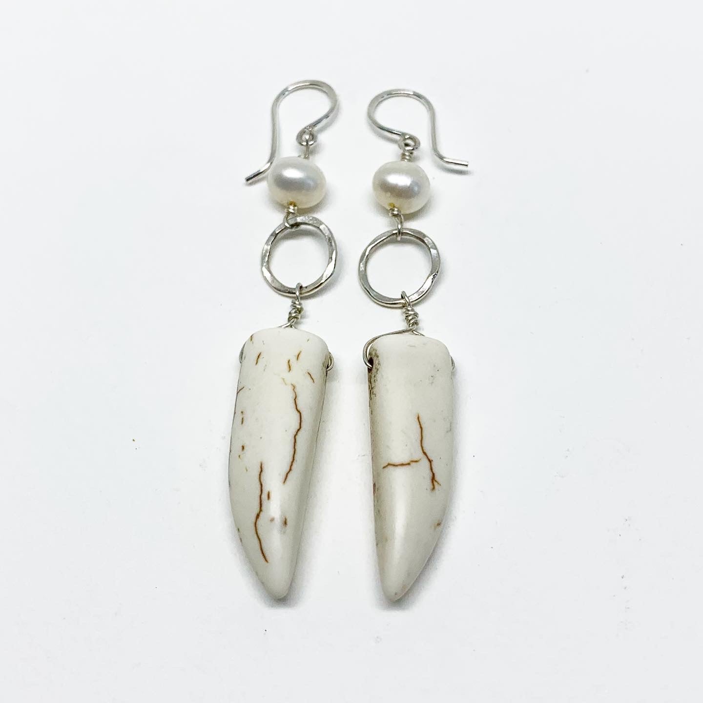 Pearl & Howlite Horn Drop Earrings - Jennifer Cervelli Jewelry