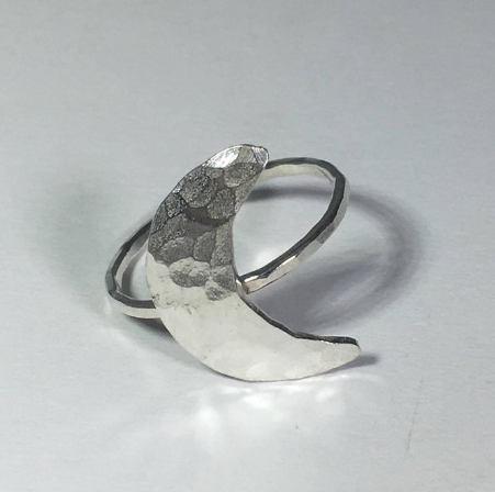Sterling Silver Crescent Moon Ring 