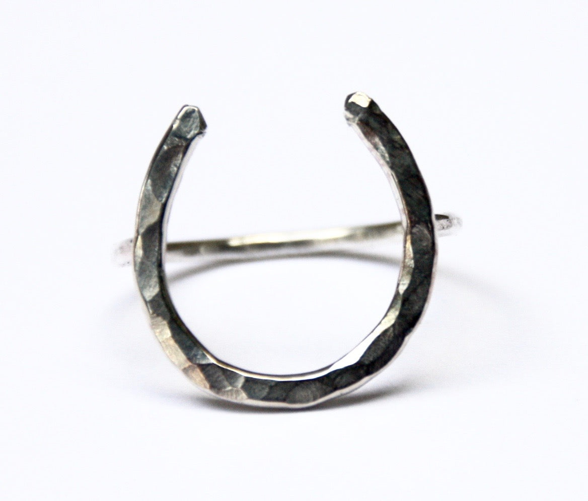 Large Sterling Lucky Horseshoe Ring - Jennifer Cervelli Jewelry