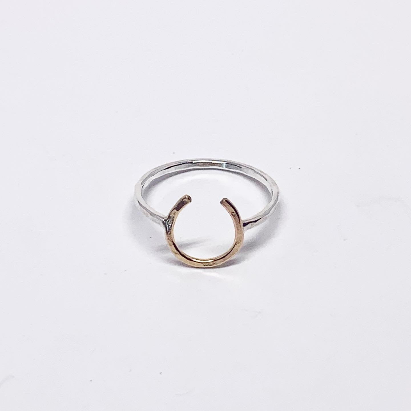 Small Two Toned Lucky Horseshoe Ring - Jennifer Cervelli Jewelry - Equestrian Ring