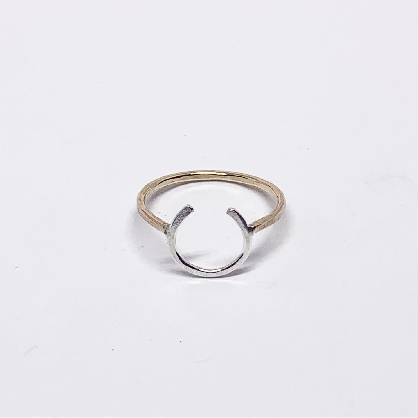 Small Two Toned Lucky Horseshoe Ring - Jennifer Cervelli Jewelry - Equestrian Ring