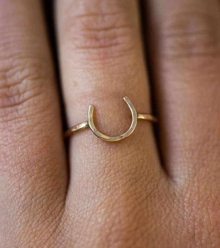 Small Two Toned Lucky Horseshoe Ring - Jennifer Cervelli Jewelry - Equestrian Ring