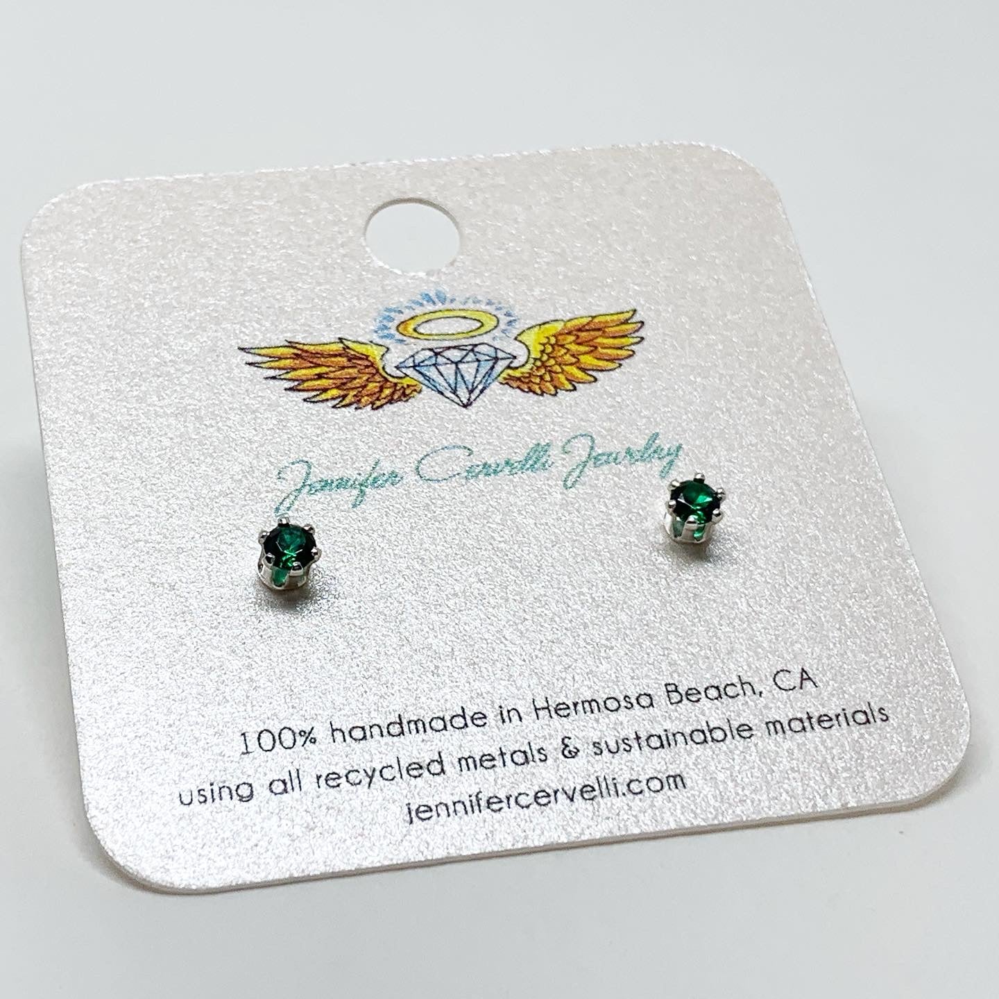 Emerald Birthstone Earrings - May Birthstone - Jennifer Cervelli Jewelry