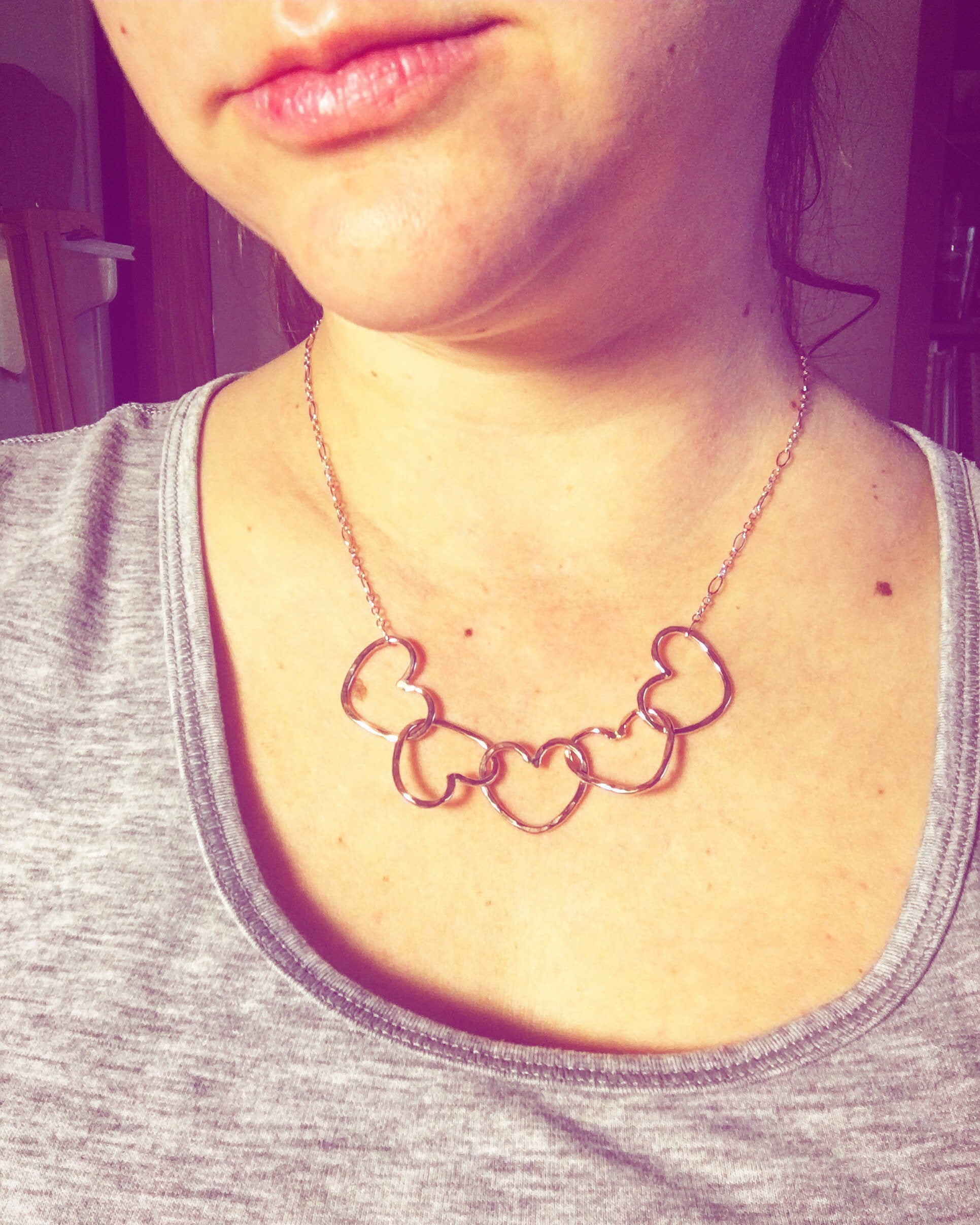 Five Linked Hearts Necklace 