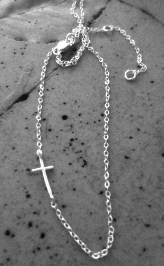 Mini Sideways Cross Necklace