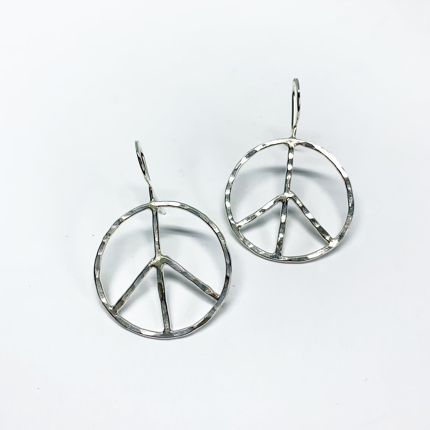 Rustic Peace Sign Earrings - Let There Be Peace Earrings - Small - Jennifer Cervelli Jewelry