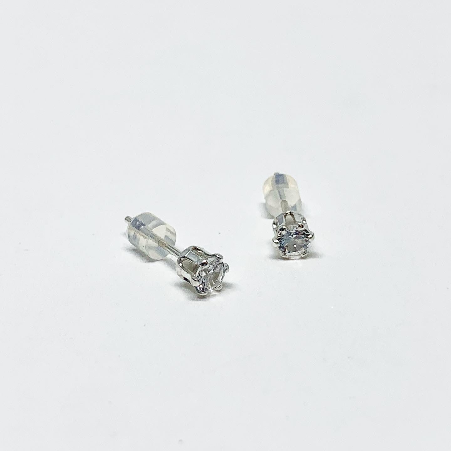 White Sapphire Birthstone Earrings - April Birthstone - Jennifer Cervelli Jewelry